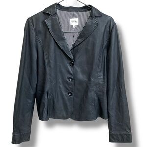 Armani Collezioni Lamb Skin Black Soft Leather Jacket - Size 14